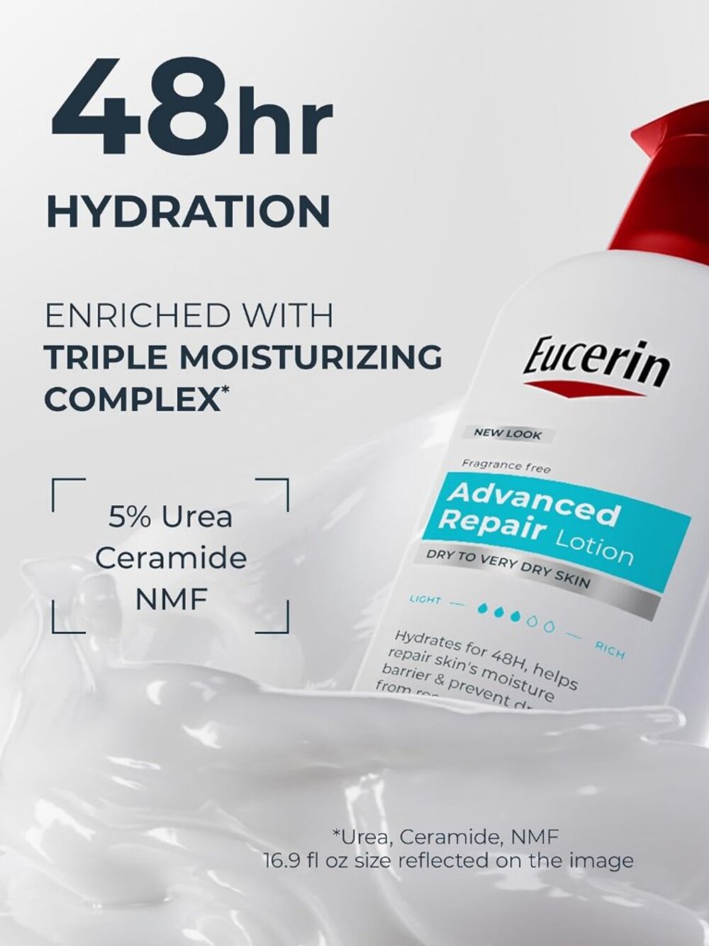 Eucerin Advanced Repair Lotion, Urea Enriched, 16.9 FL OZ - Picture 2 of 10